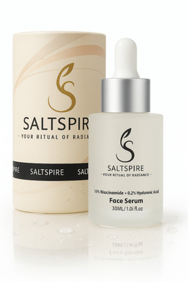 SALTSPIRE 10% Niacinamide Face Serum with 0.2% Hyaluronic Acid | Dermatologically Tested | Brightening, Hydrating, Acne Marks & Dark Spot Removal | Oil Control, Pore Tightening | For Glowing Skin | All Skin Types |(30 ml)