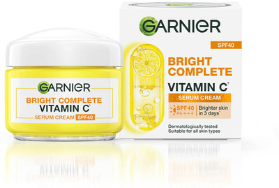 GARNIER Bright Complete Vitamin C Serum Cream with SPF40, Sun Protection & Brightening(45 g)