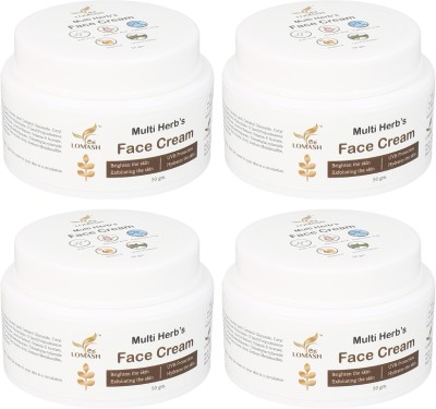 Sri LOMASH Multi Herb's Face Cream Brighten, Exfoliating, UVB Protection,Hydrates the skin Pack of 4(50g*4)=(200 g)