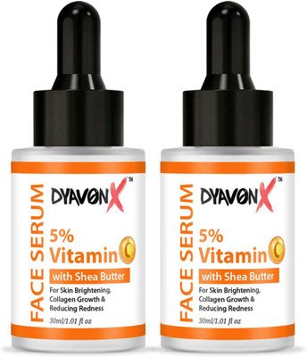 DYAVONX Vitamin C Face Serum with Shea Butter for Skin Brightening, Sun Protection - Pack of 2(30 ml)
