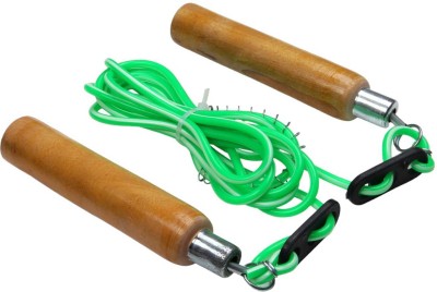 STYRKR Jump Rope With Wooden Handles, Unisex Skipping Rope Freestyle Skipping Rope(Green, Length: 275 cm)