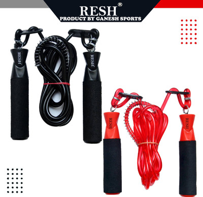 Resh (Pack of 2 pcs) Black / Red Ball Bearing Skipping Rope(Black, Red, Length: 275 cm)