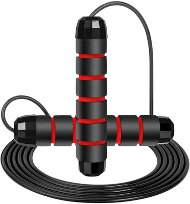 NIRVA Adjustable Jump Rope Anti-skid Foam Handle Skipping Rope For Exercise Lose Weight Ball Bearing Skipping Rope(Red, Black, Length: 280 cm)