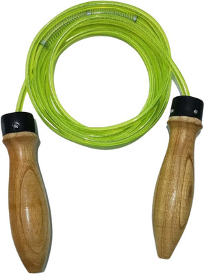 Happiory Premium Skipping Rope with Wooden Handles, PVC Cable, Steel Spring, Tangle Freestyle Skipping Rope(Length: 274 cm)