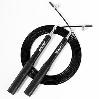 BOLDFIT Jumping for Men & Women fitness Exercise Gym workout Freestyle Skipping Rope(Black, Length: 280 cm)