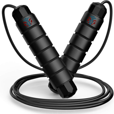 Athlian Screw-Free Design Skipping Rope Fitness PVC Jump Rope Freestyle Skipping Rope(Black, Length: 300 cm)