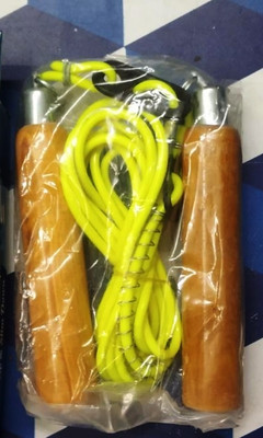 KK Sport Skipping Jump Rope With Wooden Handle, Yellow, 1 Piece Freestyle Skipping Rope(Length: 20 cm)