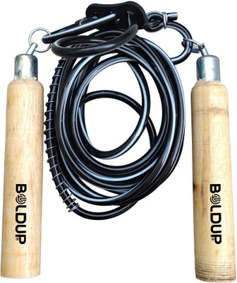BOLDUP Skipping Rope Black wooden handle for Men and Women Jumping Rope,Skipping Rope Freestyle Skipping Rope(Black, Brown, Length: 270 cm)