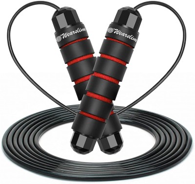 Wearslim Rapid Speed Jump Cable and Foam Handles Ball Bearing Skipping Rope(Black, Red, Length: 300 cm)