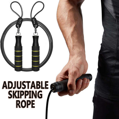 Best-Quality-Hub Adjustable Jump Ropes Skipping Rope Tangle-Free Rapid Speed with Ball Bearings Freestyle Skipping Rope(Length: 350 cm)