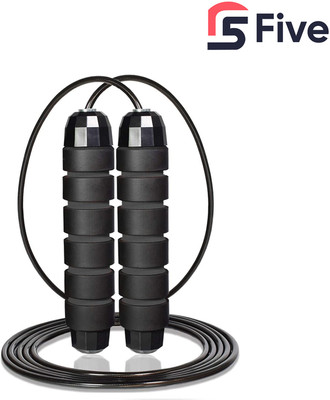 FFive Ball Bearing Wooden Handle Skipping rope for exercise Ball Bearing Skipping Rop Freestyle Skipping Rope(Black, Length: 180 cm)