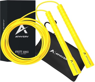 ATHVERV Pro Freestyle Long Handles Jump Rope, 4mm Skipping Rope for tricks (Yellow) Speed Skipping Rope(Length: 304.8 cm)