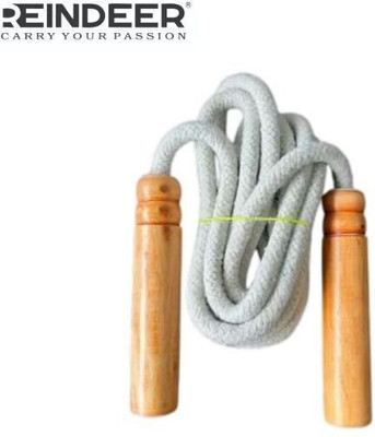 REINDEER Sports Cotton Skipping Rope with wooden handle for Gym Fitness Exercise Use Speed Skipping Rope(White, Length: 260 cm)
