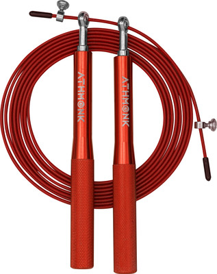 Athmonk Steel Wire High Speed Skipping Rope For Men & Women - Jumping Rope For Exercise Freestyle Skipping Rope(Red, Length: 305 cm)