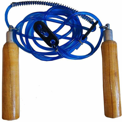lookat Adjustable Skipping Rope with Wooden Handle and Heavy Plastic Rope Freestyle Skipping Rope(Multicolor, Length: 242 cm)