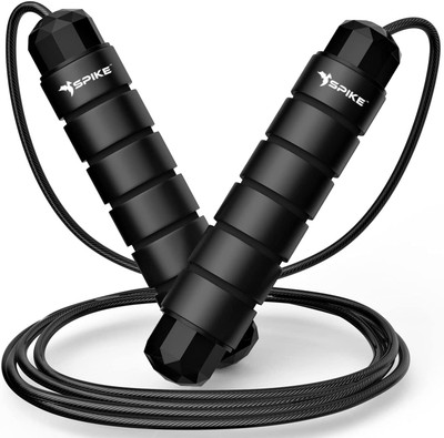 Spike Heavy Skipping Rope for Men and Women Black Jump Rope for Exercise Workout Ball Bearing Skipping Rope(Length: 304 cm)