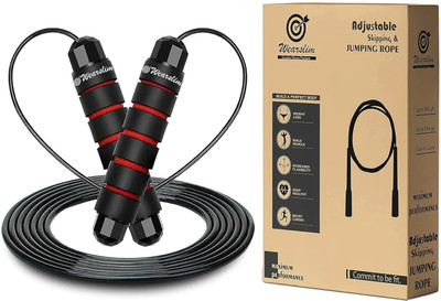Wearslim Rapid Speed Jump Cable and Foam Handles Ball Bearing Skipping Rope(Black, Red, Length: 300 cm)