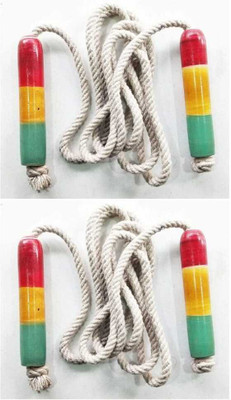 DHASRAM Skipping Rope/Jumping Rope Cotton with Wooden Handles for Men,Women-Pack of 2 Freestyle Skipping Rope(Length: 500 cm)