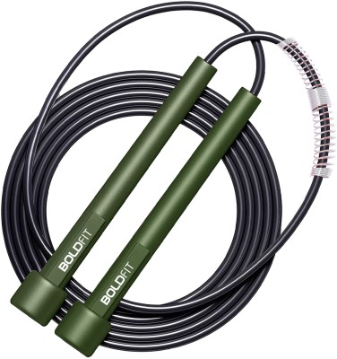 BOLDFIT Skipping ropes for men women kids girls jumping ropes jump rope Adjustable gym Freestyle Skipping Rope(Green, Black, Length: 18 cm)