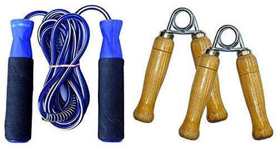 STYRKR Skipping Jumping Rope With Wooden Hand Grip Freestyle Skipping Rope(Blue, Length: 275 cm)
