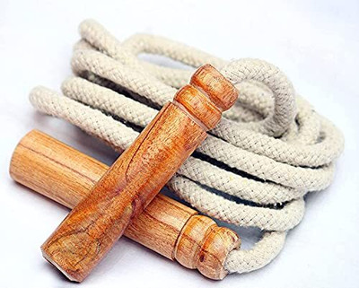 Smartcraft Unisex Fitness Jumping Skipping Rope with Wooden Handle Freestyle Skipping Rope(Multicolor, Length: 3 cm)