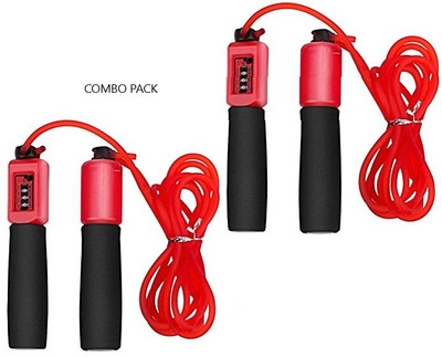 LAFILLETTE PACK OF 2 Counting Jump Rope Freestyle Sports Fitness Skipping Rope Freestyle Skipping Rope(Red, Length: 280 cm)