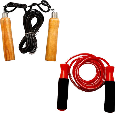 L'AVENIR Fitness 1 Wood Handle + 1 Foam Handle Jump Rope- Best for Warm-Up Exercise Ball Bearing Skipping Rope(Length: 274 cm)