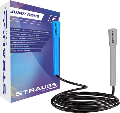 Strauss Adjustable Skipping Rope | Jumping Rope for Kids, Men & Women Freestyle Skipping Rope(Blue, Grey, Length: 300 cm)