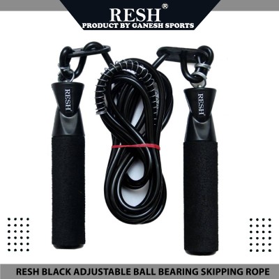 Resh Black adjustable Ball Bearing Skipping Rope(Black, Length: 275 cm)