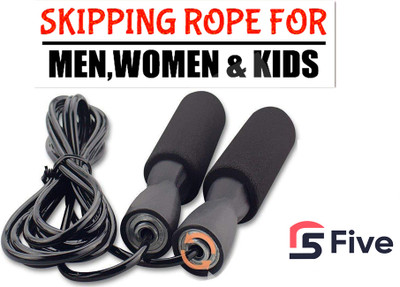 FFive Adjustable Steel Workout Fitness, Home Exercise Skipping Rope Freestyle Skipping Rope(Black, Length: 180 cm)
