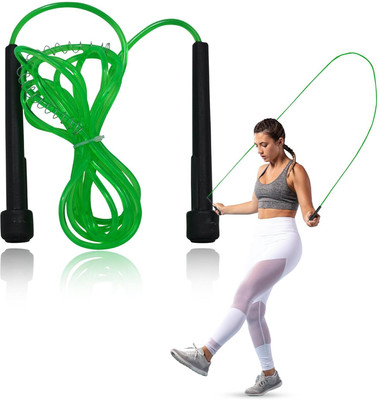 CARDIORAMA Adj PVC Jumping Rope for Workout,Weight Loss Exercise,Gym, & Fitness Training Speed Skipping Rope(Black, Green, Length: 9 cm)