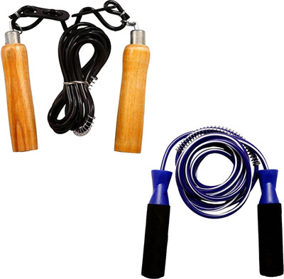 COGNANT Fitness 1 Wood Handle + 1 Foam Handle Jump Rope- Best for Warm-Up Exercise Ball Bearing Skipping Rope(Length: 274 cm)
