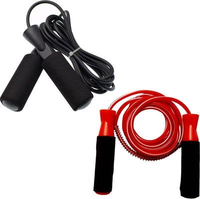 COGNANT Sports & Fitness 1 Red + 1 Black Ball Bearing Jump Rope-Best for WarmUp Exercise Ball Bearing Skipping Rope(Length: 274 cm)