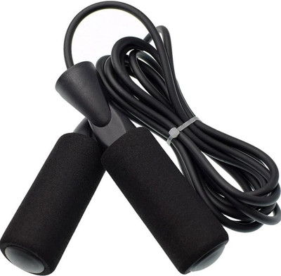 EmmEmm Premium Black Skipping Rope With Foam Handle & Ball Bearing Skipping Rope(Length: 270 cm)