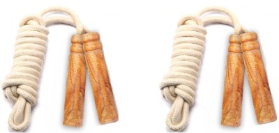 Maleno Cotton Wooden Pack of 2 Freestyle Skipping Rope(White, Length: 270 cm)