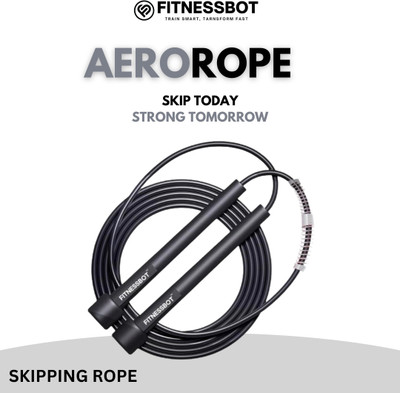 FITNESSBOT Adjustable Skipping Rope Weight Loss Pencil Rope For Men Gym Women Kids Freestyle Skipping Rope(Black, Length: 290 cm)