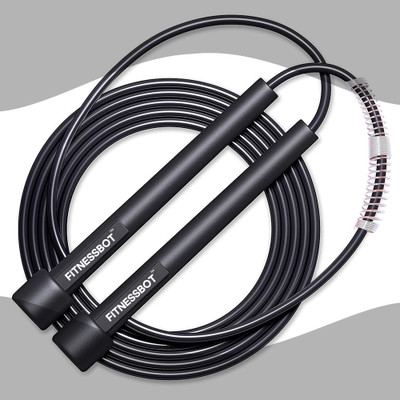 FITNESSBOT Adjustable Skipping Rope Weight Loss Pencil Rope For Men Gym Women Kids Freestyle Skipping Rope(Black, Length: 290 cm)