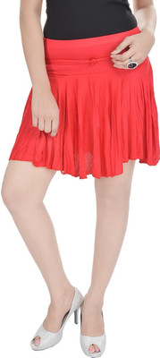 JABAMA Solid Women Regular Red Skirt