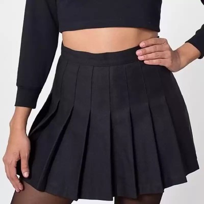 The Kd Solid Women Pleated Black Skirt