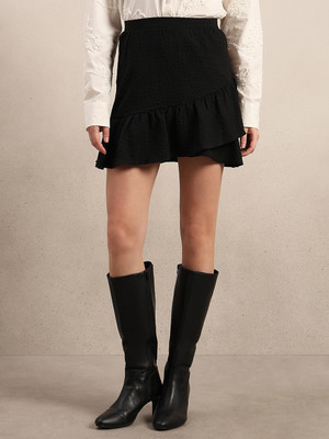 VERO MODA Solid Women Flared Black Skirt