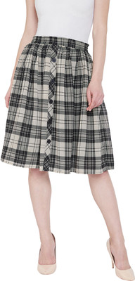 rain tree Checkered Women A-line Beige Skirt