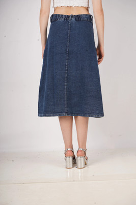 AKSHA CREATION Self Design Women Flared Dark Blue Skirt
