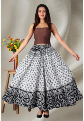 Tankaviss Printed Women Regular White Skirt