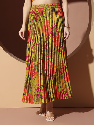 OTABU Printed Women Pleated Multicolor Skirt