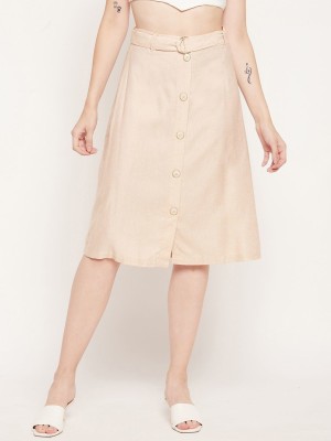 MADAME Solid Women A-line Beige Skirt