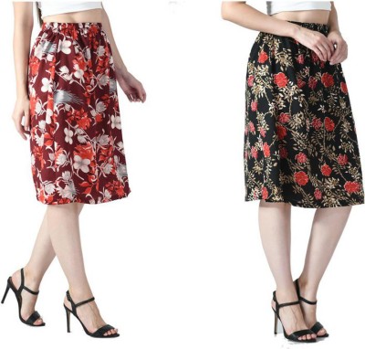 IndiWeaves Floral Print Women Flared Multicolor Skirt