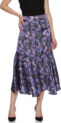 ISU Floral Print Women A-line Purple Skirt