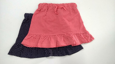 Little Funky Polka Print Girls Layered Pink, Dark Blue Skirt