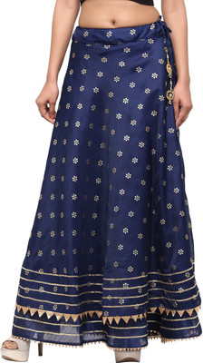 JABAMA Printed Women A-line Dark Blue Skirt