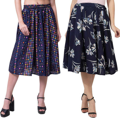 Mannat Diva Printed Women A-line Multicolor Skirt